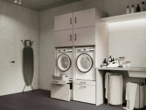 Meuble WASHING 2 machines côte à côte cachemire avec 4 surmeubles