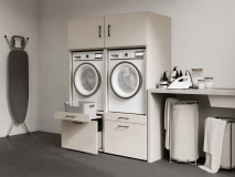 Meuble WASHING 2 machines côte à côte cachemire avec 2 surmeubles