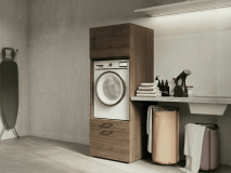 Meuble WASHING 1 machine noyer avec 1 surmeuble