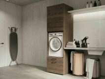 Meuble WASHING 1 machine noyer avec 2 surmeubles