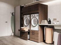 Meuble WASHING 2 machines côte à côte LARGE noyer