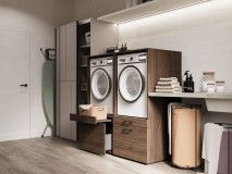 Meuble WASHING 2 machines côte à côte MEDIUM noyer