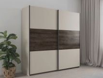 Armoire SAJORIS 2 portes coulissantes 218 cm cachemire/chêne atlantique