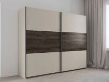 Armoire SAJORIS 2 portes coulissantes 261 cm cachemire/chêne atlantique