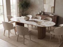 Table repas extensible EVORYA 120-160-200 cm marbre blanc/bois
