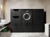 Meuble WASHING 1 machine avec 2 armoires MEDIUM noir
