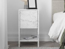 Table de chevet EMAR 1 porte abattante marbre blanc