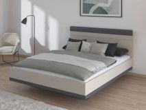 Lit SAJORIS 180x200 cm cachemire/gris métallique