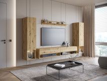 Mur tv-hifi AMADEUS 4 portes chêne artisan avec led