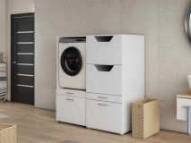 Meuble WASHING 1 machine avec armoire linge MEDIUM blanc