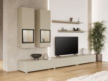 Mur tv-hifi BABEL 5 portes cachemire avec led