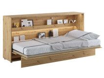 Lit mural escamotable CONCEPTION PRO 90x200 cm chêne artisan (horizontal) avec matelas