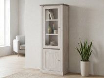 Vitrine NELI 2 portes chêne blanc/chêne d'automne