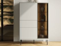 Vitrine EMPIRO 3 portes 1 tiroir cachemire avec led