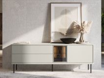 Meuble tv-hifi EMPIRO 2 portes 2 tiroirs 161 cm cachemire avec led