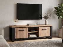 Meuble tv-hifi ESTEBAN 2 portes chêne industriel