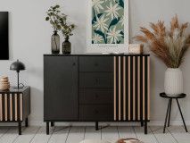 Buffet/bahut MANZANA 2 portes 4 tiroirs chêne artisan/anthracite