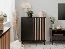 Commode MANZANA 2 portes chêne artisan/anthracite