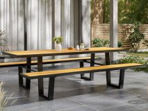 Table pique-nique VICENZA 240 cm aluminium noir/effet bois