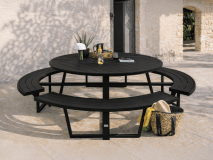 Table pique-nique ronde PERUGIA 8 personnes aluminium noir