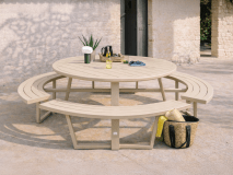 Table pique-nique ronde PERUGIA 8 personnes aluminium cachemire