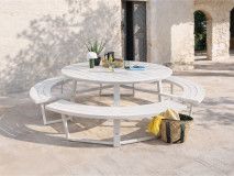 Table pique-nique ronde PERUGIA 8 personnes aluminium blanc