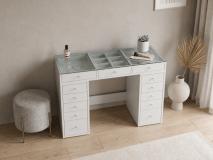 Coiffeuse JESSIE 13 tiroirs blanc