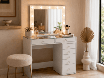 Coiffeuse JESSIE DELUXE 7 tiroirs blanc
