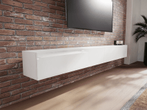 Meuble tv-hifi KINGSTON 2 portes battantes 245 cm blanc/blanc brillant