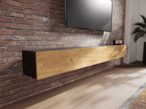 Meuble tv-hifi KINGSTON 2 portes battantes 245 cm chêne noir/chêne doré