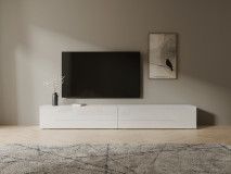 Meuble tv-hifi KINGSTON 2 portes battantes 210 cm blanc/blanc brillant
