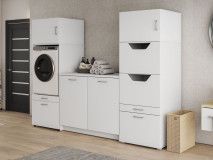Meuble WASHING 1 machine avec armoire linge et meuble bas LARGE blanc