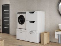 Meuble WASHING 1 machine avec armoire linge MEDIUM blanc