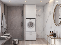 Meuble WASHING 1 machine blanc avec 2 surmeubles