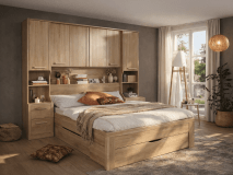 Lit pont RIGA 160x200 cm sonoma avec tiroirs