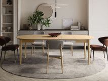 Table repas extensible PLOTY 90 > 210 cm chêne clair