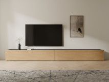 Meuble tv-hifi KINGSTON 2 portes battantes 280 cm chêne noir/chêne