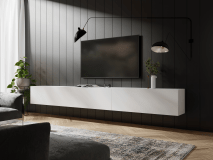 Meuble tv-hifi KINGSTON 2 portes battantes 245 cm blanc