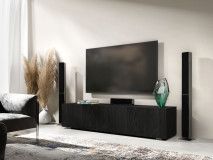 Meuble tv-hifi KINGSTON 1 porte battante 140 cm chêne noir