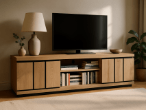 Meuble tv-hifi STEFALIS 2 portes coulissantes chêne canyon