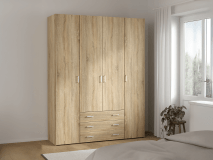 Armoire SPACIO 4 portes 3 tiroirs chêne