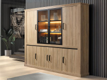 Vaisselier TIBOR 2 portes vitrées 6 portes pleines chêne français