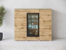 Commode haute VITTORIO 3 portes chêne wotan