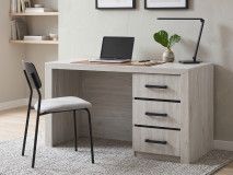 Bureau ELVITALIC 3 tiroirs chêne blanchi
