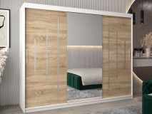 Armoire YORKSHIRE 3 portes coulissantes 250 cm blanc/sonoma