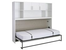 Lit escamotable ALBANO 90x200 cm blanc avec surmeuble