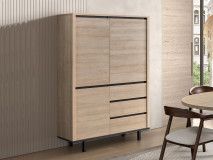 Meuble bar DURDEN 3 portes 3 tiroirs chêne urbain