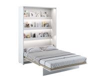 Lit mural escamotable CONCEPTION PRO 140x200 cm blanc/blanc brillant (vertical) avec matelas