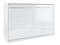 Lit mural escamotable CONCEPTION 120x200 cm blanc/blanc brillant (horizontal) avec matelas