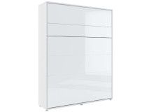 Lit mural escamotable CONCEPTION PRO 160x200 cm blanc/blanc brillant (vertical) avec matelas